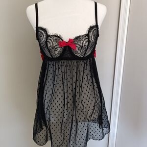 Elegant Black and Pink Lace Babydoll